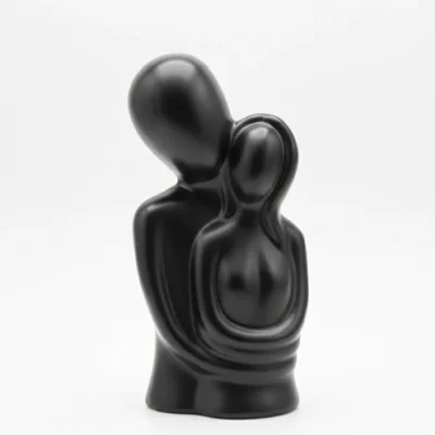Minimalist Couple Hug (Ceramic Sculpture)