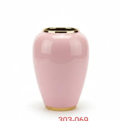 Pink gold rimmed bud vase