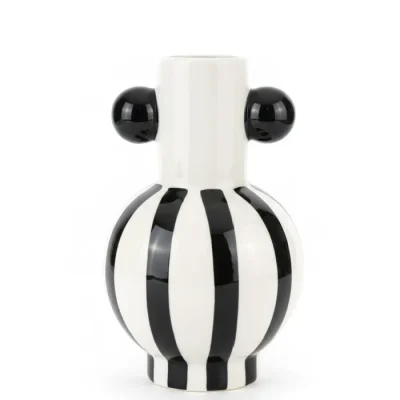 Black and white striped vase