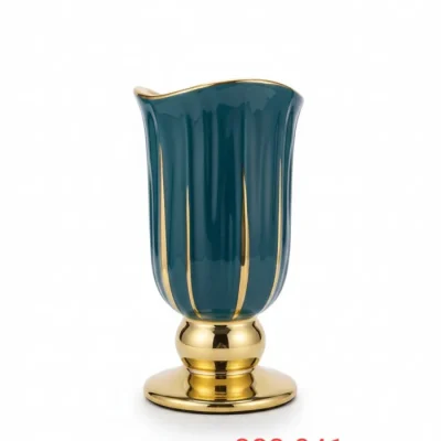 Blue and gold pedestal vase