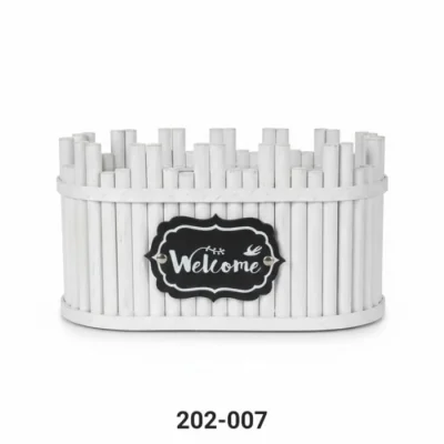 White/Brown Wooden Flower Basket